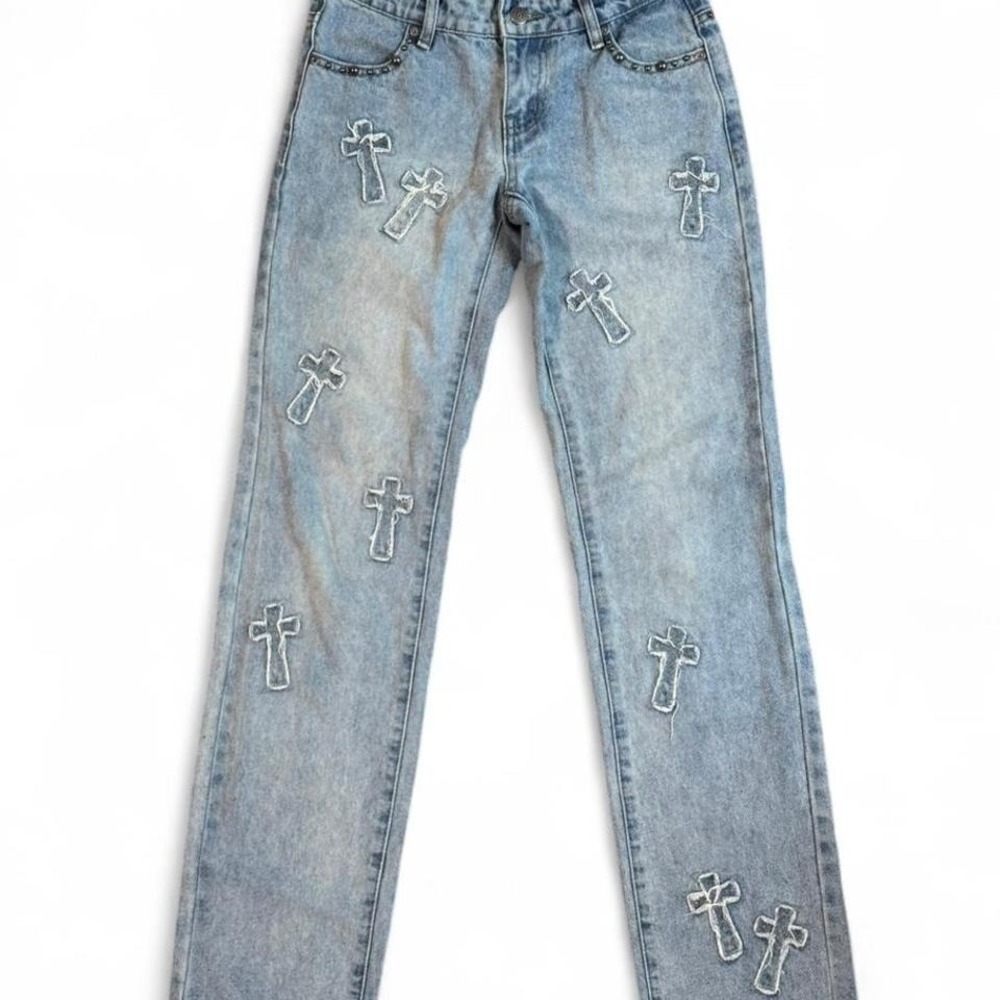 Austin‎ Landing Rare Cross Denim Mid-Rise Straight Leg Jeans size 0